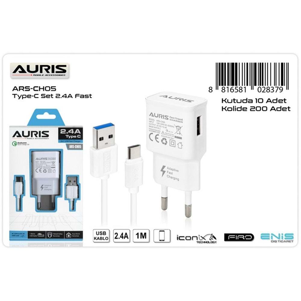 Auris ARS-CH05B Type-C Set 2.4A Şarj Cihazı