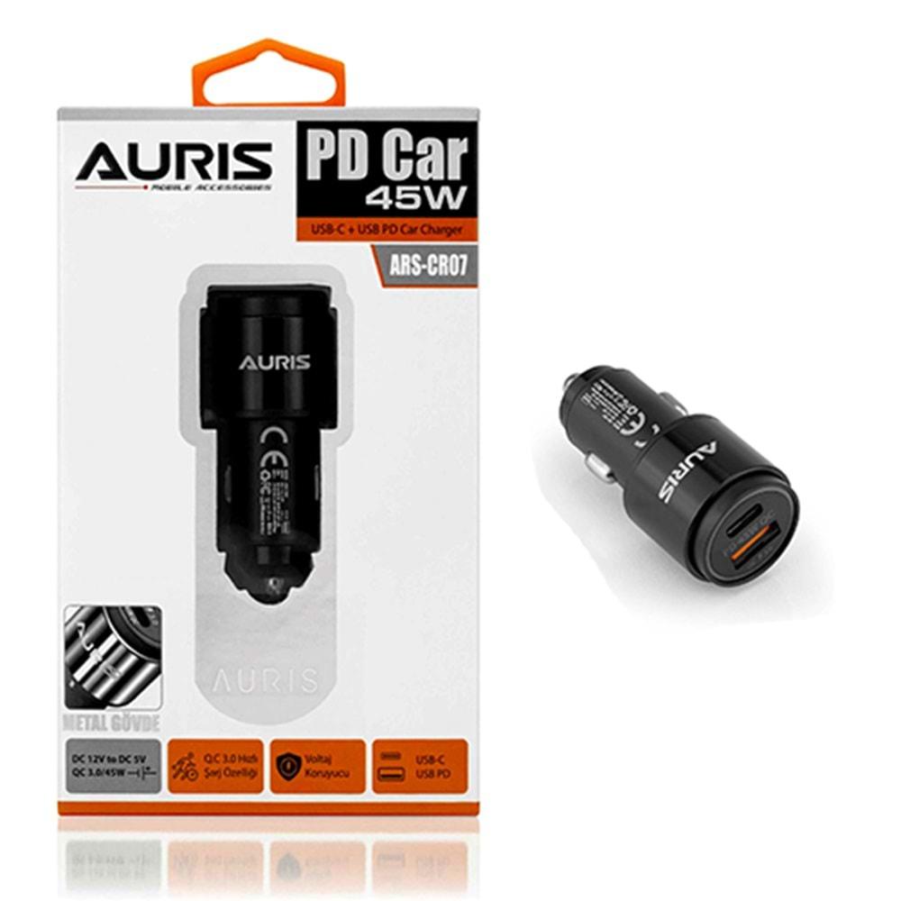 Auris ARS-CR08 PD Araç Başlık 45W + USB