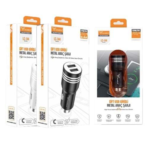 Lucatech LC-144 çift Usb Girişli Metal Araç Şarjı